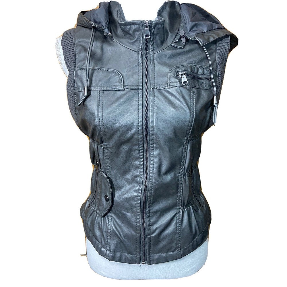Ci Sono By Cavalini Vest Faux Leather Vegan Leather Zippers